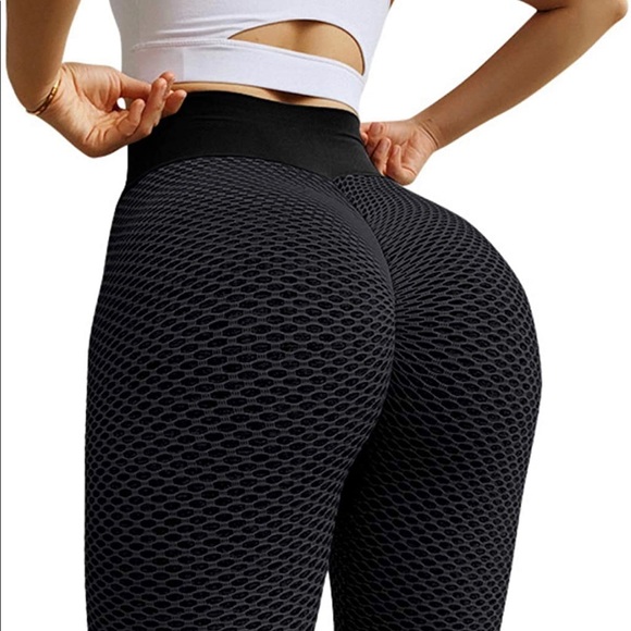 Black Marled TikTok Booty Scrunch Leggings - Picture 2 of 7